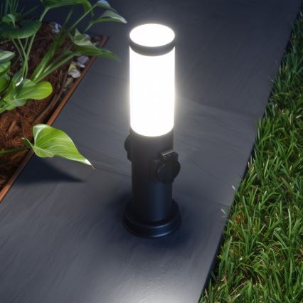 Brilagi - Buitenlamp met 2 SCHUKO-stopcontacten NOVA 1xE27/15W/230V 40 cm IP44 zwart