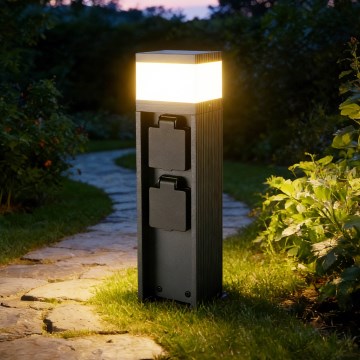 Brilagi -Buitenlamp met 2 SCHUKO-stopcontacten PILLAR 1xG9/11W/230V IP44 antraciet