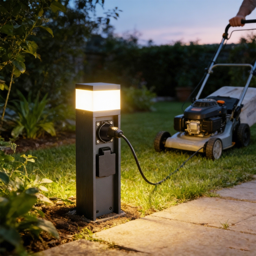 Brilagi -Buitenlamp met 2 SCHUKO-stopcontacten PILLAR 1xG9/11W/230V IP44 antraciet