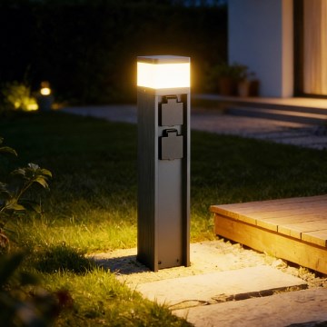 Brilagi - Buitenlamp met 2 SCHUKO-stopcontacten PILLAR 1xG9/11W/230V IP44 antraciet