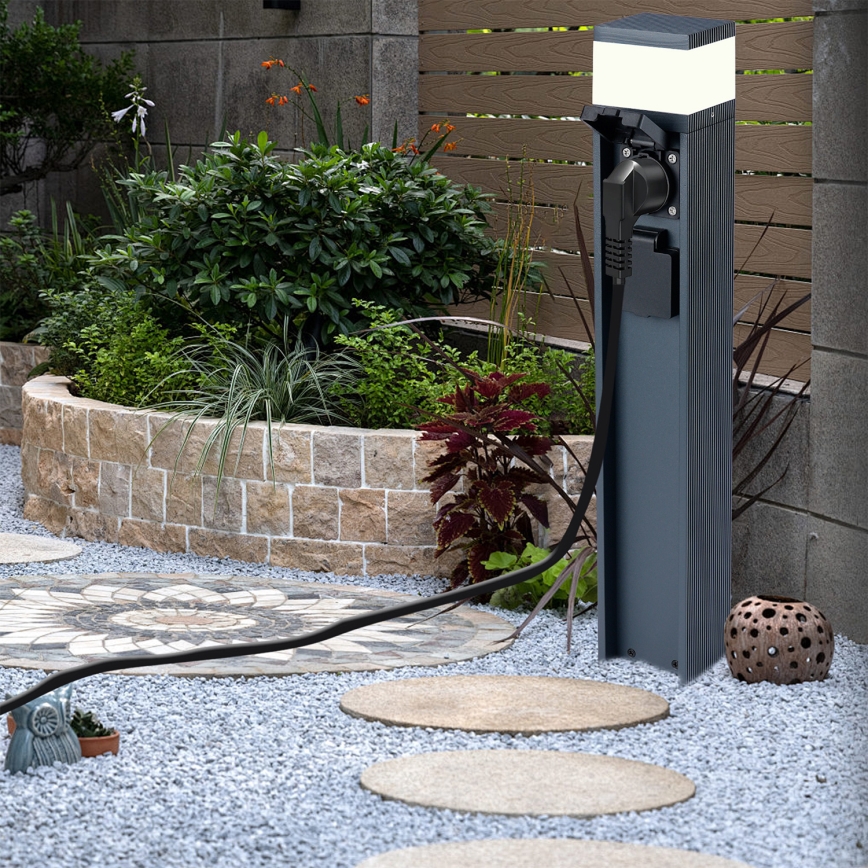 Brilagi - Buitenlamp met 2 SCHUKO-stopcontacten PILLAR 1xG9/11W/230V IP44 antraciet