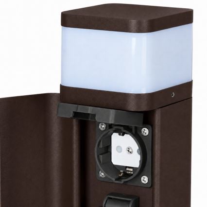 BRILAGI - Buitenlamp met 2 SCHUKO-stopcontacten PILLAR 1xG9/11W/230V IP44 bruin