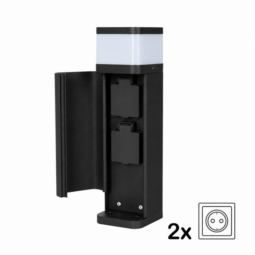 BRILAGI - Buitenlamp met 2 SCHUKO-stopcontacten PILLAR 1xG9/11W/230V IP44 zwart