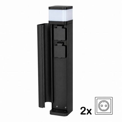 BRILAGI - Buitenlamp met 2 SCHUKO-stopcontacten PILLAR 1xG9/11W/230V IP44 zwart