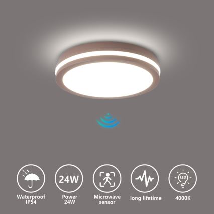 Brilagi - LED-buitenlamp met sensor BENE LED/24W/230V Ø 26 cm bruin IP54