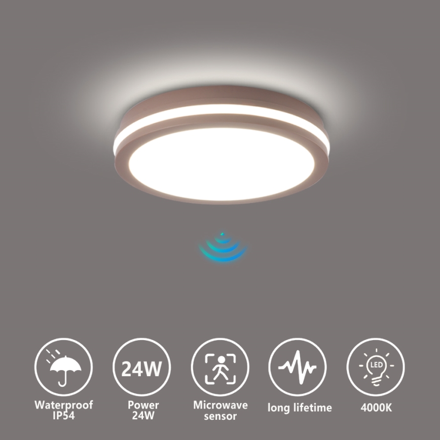 Brilagi - LED-buitenlamp met sensor BENE LED/24W/230V Ø 26 cm bruin IP54