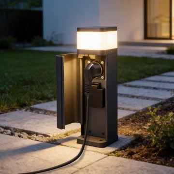 Brilagi - Buitenlamp PILLAR met 2 SCHUKO-stopcontacten, 1xG9/11W/230V, IP44, antraciet