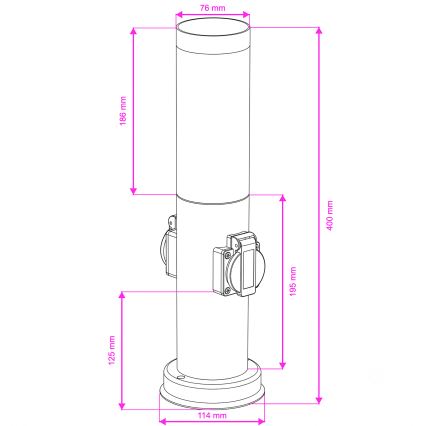 Brilagi - Buitenlamp met 2 SCHUKO-stopcontacten NOVA 1xE27/15W/230V 40 cm IP44 antraciet