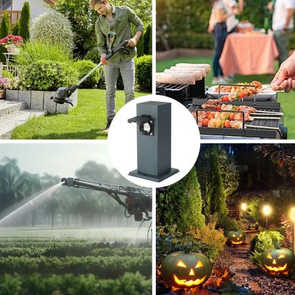 Brilagi - Buitenstopcontactpaal PILLAR 1Z SCHUKO 230V IP44 antraciet