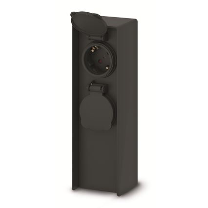 Brilagi - Buitenstopcontactpaal 2x 230V IP44 SCHUKO zwart