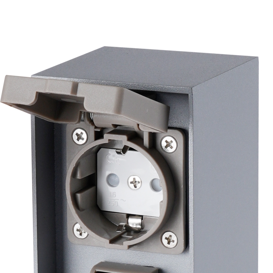 Brilagi - Buitenstopcontactzuil PILLAR 2x SCHUKO 230V IP44 zilverkleurig