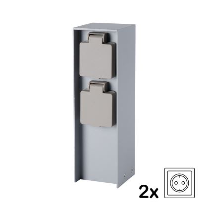 Brilagi - Buitenstopcontactzuil PILLAR 2x SCHUKO 230V IP44 zilverkleurig