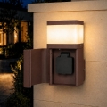 BRILAGI - Buitenwandlamp met SCHUKO PILLAR-stopcontact 1xG9/11W/230V IP44 bruin