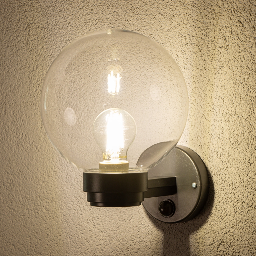 Brilagi - Buitenwandlamp met bewegingssensor HARBOR 1xE27/40W/230V IP33 antraciet/helder