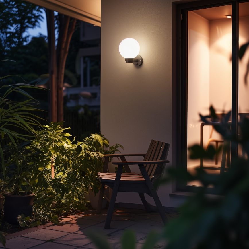BRILAGI - Buitenmuurlamp met bewegingssensor HARBOR 1xE27/40W/230V IP33 antraciet/wit