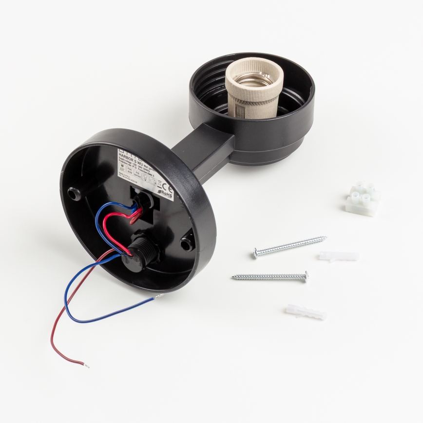 BRILAGI - Buitenmuurlamp met bewegingssensor HARBOR 1xE27/40W/230V IP33 antraciet/wit