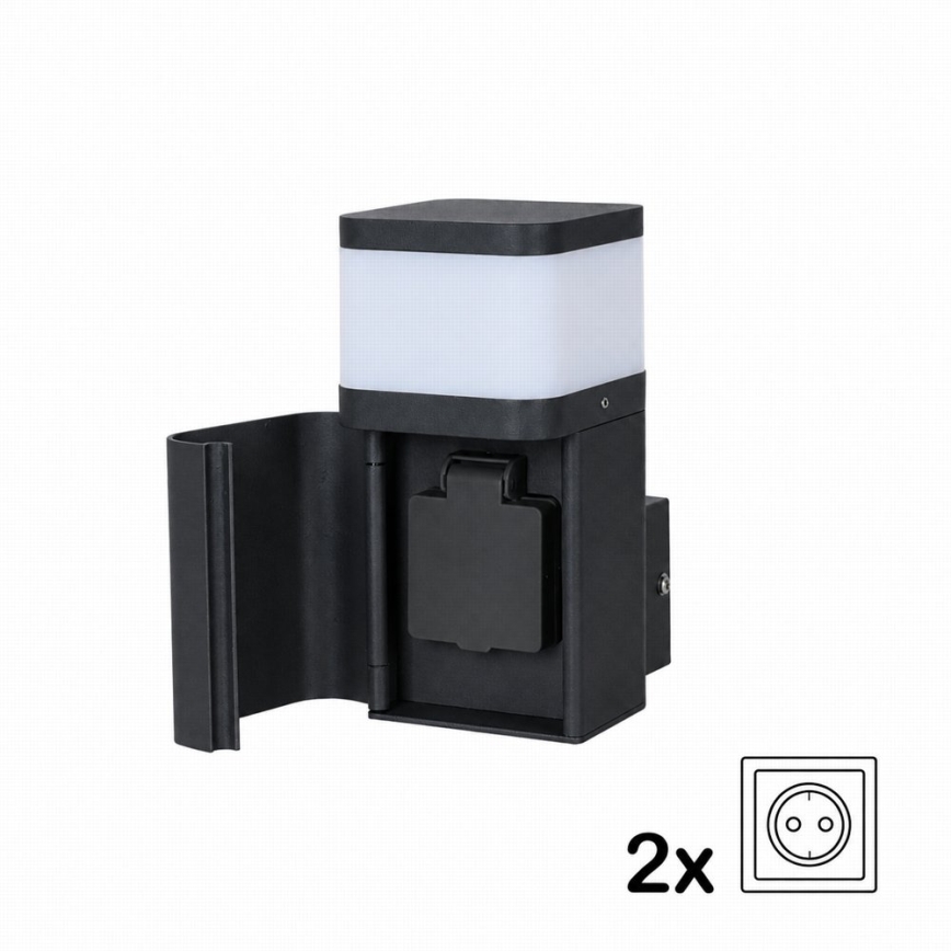 BRILAGI - Buitenmuurlamp met SCHUKO-stopcontact PILLAR 1xG9/11W/230V IP44 zwart