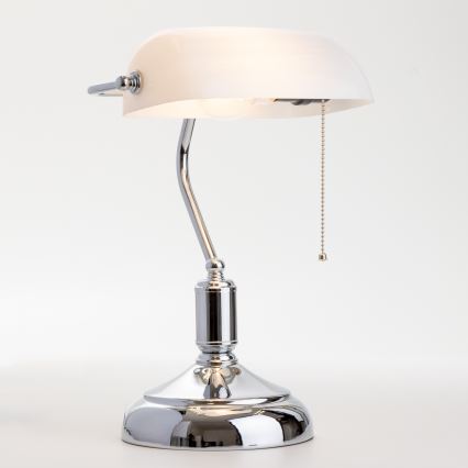 Brilagi - Bureaulamp BANK OFFICE 1xE27/60W/230V glanzend chroom/wit
