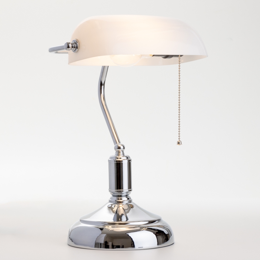 Brilagi - Bureaulamp BANK OFFICE 1xE27/60W/230V glanzend chroom/wit