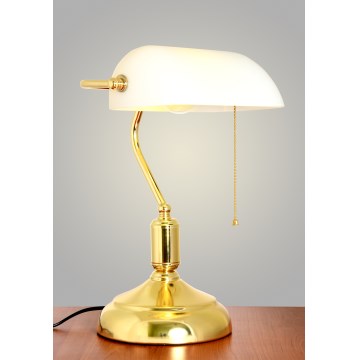 Brilagi - Bureaulamp BANK OFFICE 1xE27/60W/230V goud/wit