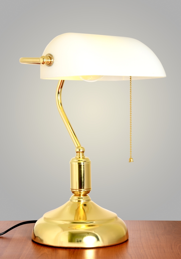 Brilagi - Bureaulamp BANK OFFICE 1xE27/60W/230V goud/wit