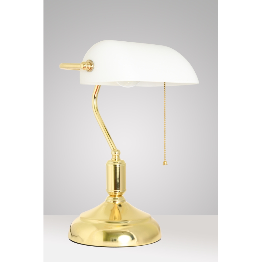 Brilagi - Bureaulamp BANK OFFICE 1xE27/60W/230V goud/wit