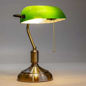 Brilagi - Bureaulamp BANK OFFICE 1xE27/60W/230V messing/groen