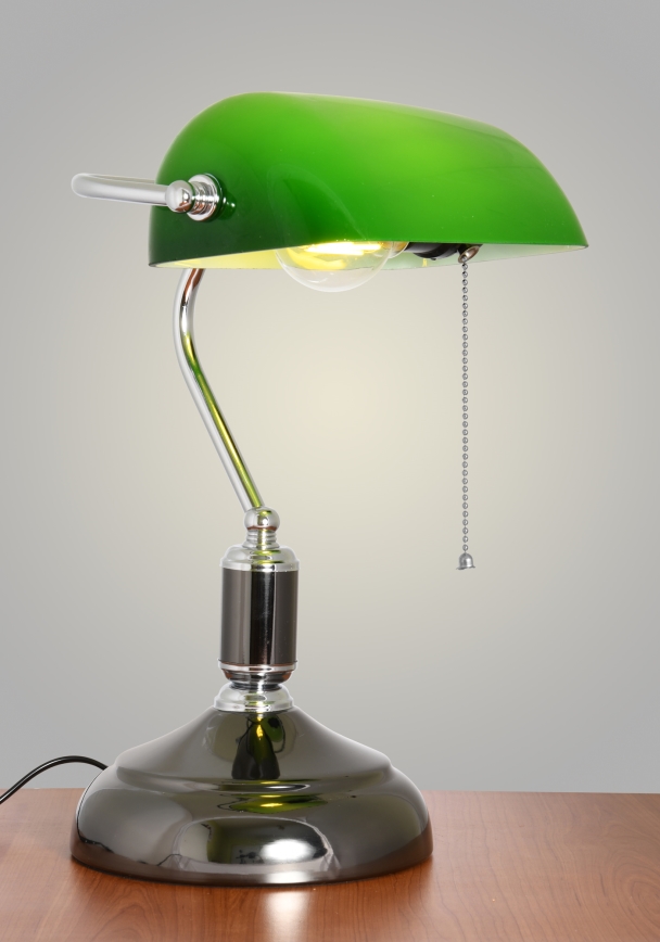 Brilagi - Bureaulamp BANK OFFICE 1xE27/60W/230V zwart/zilver/groen