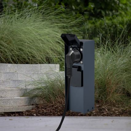 BRILAGI - Colonne de prises extérieur PILLAR 2Z SCHUKO 230V IP44 anthracite