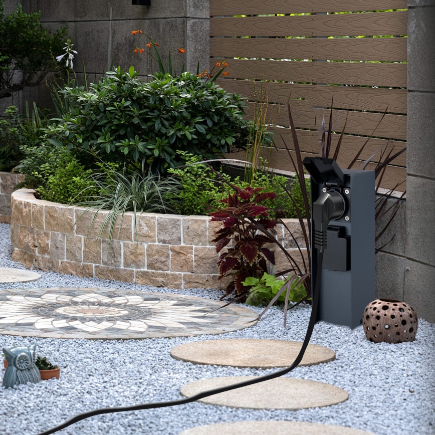 BRILAGI - Colonne de prises extérieur PILLAR 2Z SCHUKO 230V IP44 anthracite