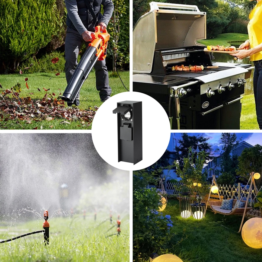 Brilagi - Colonne de prises extérieur PILLAR 2Z SCHUKO 230V IP44 noir