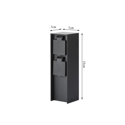 Brilagi - Colonne de prises extérieur PILLAR 2Z SCHUKO 230V IP44 noir