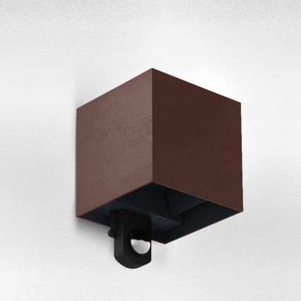 Brilagi - CUBE LED/6W/230V buitenwandlamp met sensor, bruin, IP65