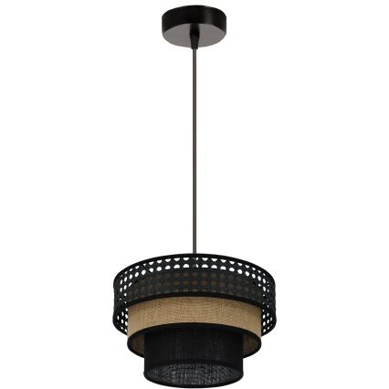 Brilagi - Hanglamp aan kabel DAKOTA LUNETA 1xE27/15W/230V Ø 25 cm zwart/rotan