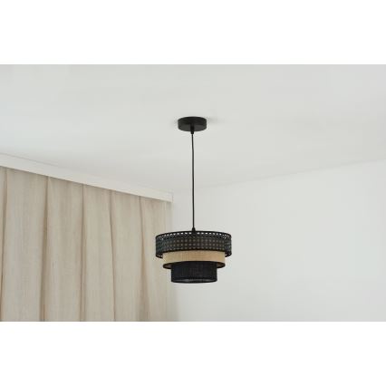 Brilagi - Hanglamp aan kabel DAKOTA LUNETA 1xE27/15W/230V Ø 25 cm zwart/rotan