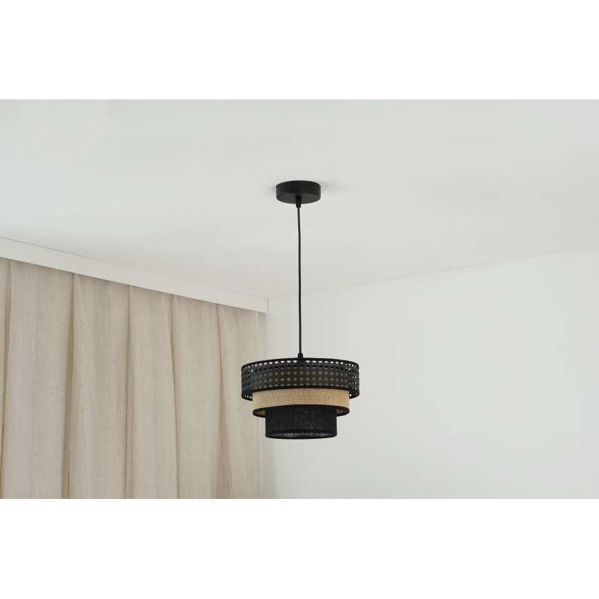 Brilagi - Hanglamp aan kabel DAKOTA LUNETA 1xE27/15W/230V Ø 25 cm zwart/rotan