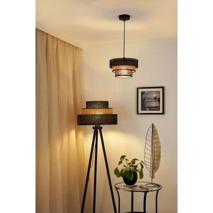 Brilagi - Hanglamp aan kabel DAKOTA LUNETA 1xE27/15W/230V Ø 25 cm zwart/rotan