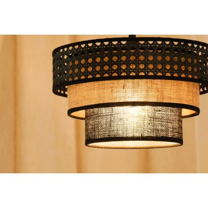 Brilagi - Hanglamp aan kabel DAKOTA LUNETA 1xE27/15W/230V Ø 25 cm zwart/rotan