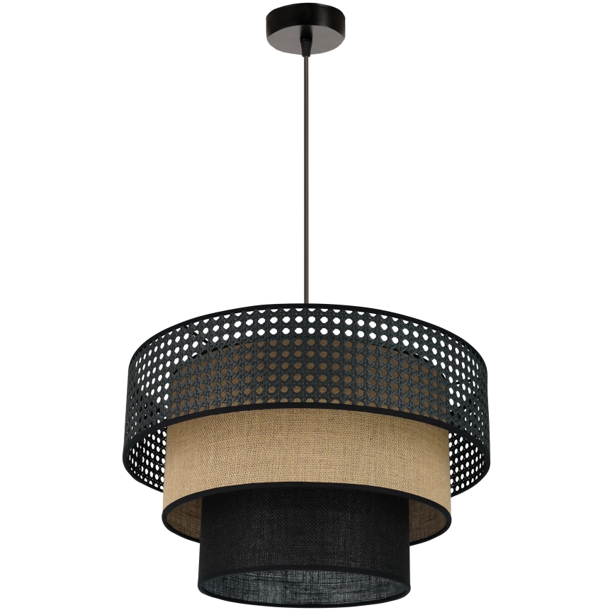 Brilagi - Hanglamp aan kabel DAKOTA LUNETA 1xE27/15W/230V Ø 45 cm zwart/rotan