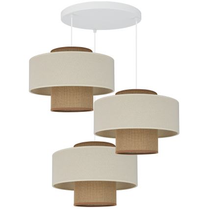 Brilagi - Hanglamp aan kabel DALLAS 3xE27/15W/230V bruin/crème/wit