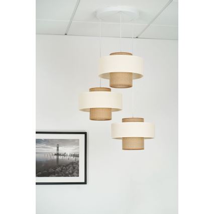 Brilagi - Hanglamp aan kabel DALLAS 3xE27/15W/230V bruin/crème/wit