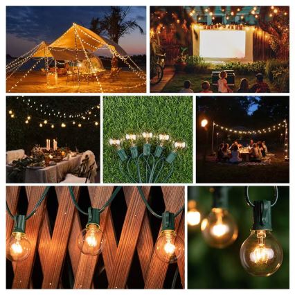 Brilagi - Decoratieve LED Lichtsnoer voor buiten SLINGER 25xE12 20m groen IP44 warm wit