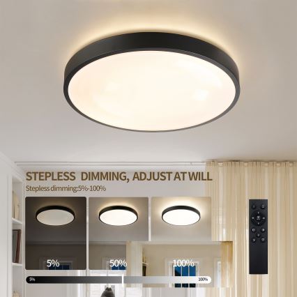 Brilagi - Dimbare LED-plafondlamp GLASS POOL DOUBLE LED/48W/230V 3000-6000K 40 cm zwart + afstandsbediening