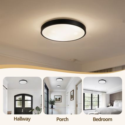 Brilagi - Dimbare LED-plafondlamp GLASS POOL DOUBLE LED/48W/230V 3000-6000K 40 cm zwart + afstandsbediening