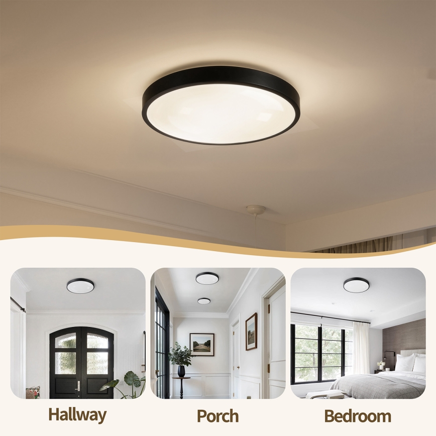 Brilagi - Dimbare LED-plafondlamp GLASS POOL DOUBLE LED/48W/230V 3000-6000K 40 cm zwart + afstandsbediening