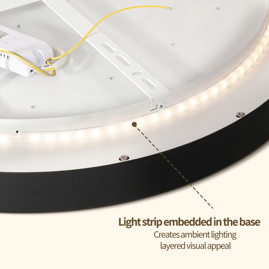 Brilagi - Dimbare LED-plafondlamp GLASS POOL DOUBLE LED/48W/230V 3000-6000K 40 cm zwart + afstandsbediening
