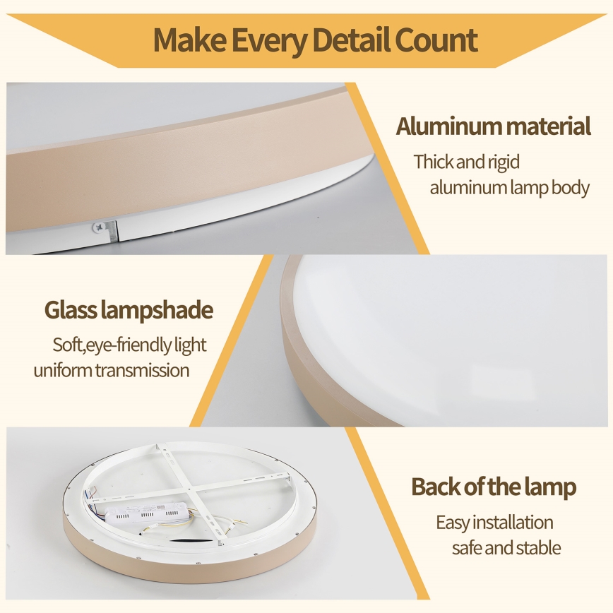 Brilagi - LED dimbare plafondlamp GLASS POOL DOUBLE LED/80W/230V 3000-6000K 60 cm beige + afstandsbediening