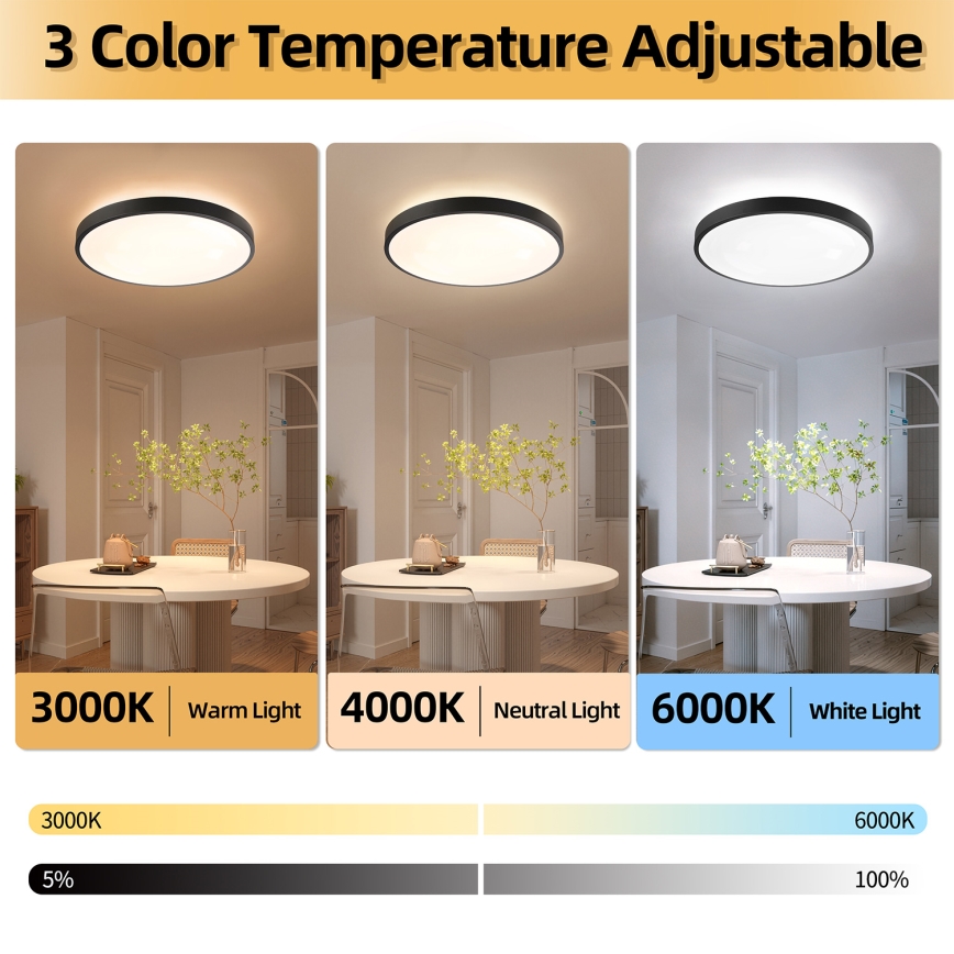 Brilagi - Dimbare LED-plafondlamp GLASS POOL DOUBLE LED/80W/230V 3000-6000K 60 cm zwart + afstandsbediening