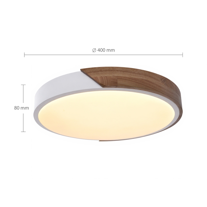 Brilagi - LED dimbare plafondlamp PILANA LED/48W/230V eik/wit Ø 40 cm + afstandsbediening