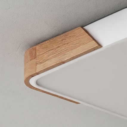 Brilagi - LED dimbare plafondlamp PILANA LED/48W/230V 3000-6500K eik/wit 56x56 cm + afstandsbediening